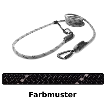 Preview: EASYLONG Hundeleine TWIST - L - 4m - schwarz mit reflektierenden silber Strichen